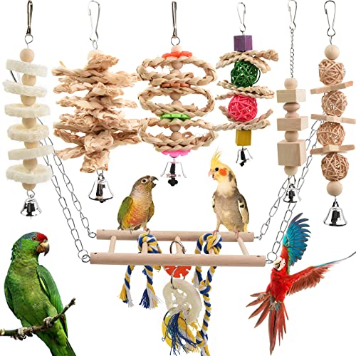 onebarleycorn Wellensittich Spielzeug, Papageienspielzeug Vogelspielzeug Papagei Spielzeug nymphensittich Vogel schaukel kanarienvogel Holzspielzeug Holz (7 Stück) onebarleycorn Wellensittich Spielzeug, Papageienspielzeug Vogelspielzeug Papagei Spielzeug nymphensittich Vogel schaukel kanarienvogel Holzspielzeug Holz (7 Stück) von onebarleycorn