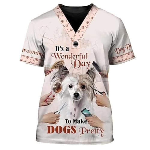 Männer/Frauen 3D-gedruckt Haustier Hundefriseur Grafik T-Shirts Hund Katze Pflegemuster Kurzarm Casual O-Ausschnitt Streetwear Arbeitskleidung Tops Männer/Frauen 3D-gedruckt Haustier Hundefriseur Grafik T-Shirts Hund Katze Pflegemuster Kurzarm Casual O-Ausschnitt Streetwear Arbeitskleidung Tops von oneforus