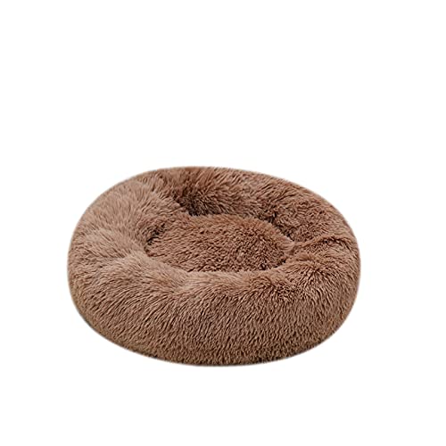 oneforus Rundes Kissen Nest Bett Tragbares Katzen-Hunde-Welpenbett Sofa Donut-Schlafbett Warmes Plüsch-Pad mit Anti-Rutsch-Basis von oneforus