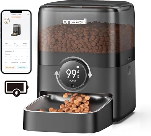 oneisall 3L Futterautomat Katze Kabellos, Katzenfutter Automat, 2.4G WiFi, APP-Steuerung, 100 Tage Lithium-Batterielaufzeit, 1-10 Mahlzeiten/Tag, Futterspender für Katze, mit 304 Edelstahlnapf oneisall 3L Futterautomat Katze Kabellos, Katzenfutter Automat, 2.4G WiFi, APP-Steuerung, 100 Tage Lithium-Batterielaufzeit, 1-10 Mahlzeiten/Tag, Futterspender für Katze, mit 304 Edelstahlnapf von oneisall