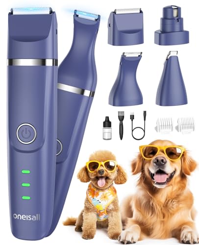 oneisall 4in1 Leise Schermaschine Hund Katze, Wiederaufladbar Hundeschermaschine&Pfotentrimmer&Krallenschleifer mit 4 Multifunktions-Schneidköpfen für Körper, Pfoten, Augen, Ohren, Gesicht (Lila) oneisall 4in1 Leise Schermaschine Hund Katze, Wiederaufladbar Hundeschermaschine&Pfotentrimmer&Krallenschleifer mit 4 Multifunktions-Schneidköpfen für Körper, Pfoten, Augen, Ohren, Gesicht (Lila) von oneisall