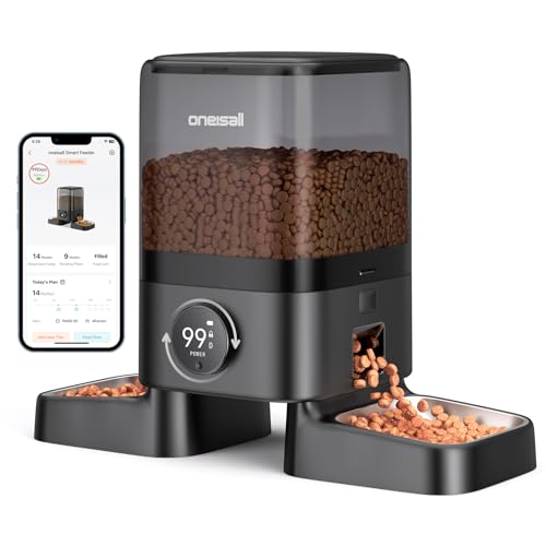 oneisall 5L Futterautomat Katze 2 Näpfe, APP-Steuerung PF10DAE von oneisall