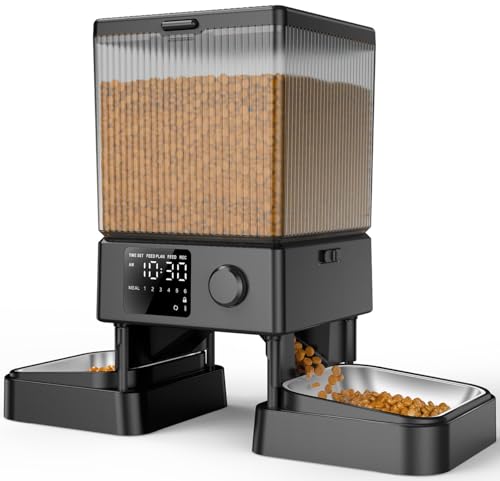 oneisall 5L Futterautomat Katze 2 Näpfe, Katzenfutter Automat mit einem Knopf, Einfache Bedienung, Futterspender für Katzen/Hunde, mit Edelstahlschüssel, Voice Recorder, für kleine/mittlere Haustiere oneisall 5L Futterautomat Katze 2 Näpfe, Katzenfutter Automat mit einem Knopf, Einfache Bedienung, Futterspender für Katzen/Hunde, mit Edelstahlschüssel, Voice Recorder, für kleine/mittlere Haustiere von oneisall