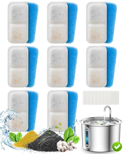 oneisall 8 Packung Ersatzfilter für PWF-001 2L Katzenbrunnen Trinkbrunnen Edelstahl, Wasserbrunnen für Katz, 3 Filtersystem oneisall 8 Packung Ersatzfilter für PWF-001 2L Katzenbrunnen Trinkbrunnen Edelstahl, Wasserbrunnen für Katz, 3 Filtersystem von oneisall
