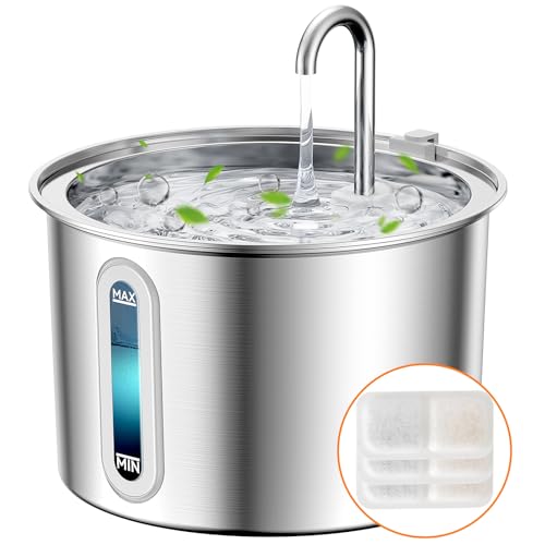 oneisall Katzenbrunnen Edelstahl, 2L Trinkbrunnen für Katze, Super leise Katzen Trinkbrunnen mit Wasserstandsfenster, Wasserbrunnen für Katze, 3 Aktivkohlefilter, LED Licht, Spülmaschinenfest oneisall Katzenbrunnen Edelstahl, 2L Trinkbrunnen für Katze, Super leise Katzen Trinkbrunnen mit Wasserstandsfenster, Wasserbrunnen für Katze, 3 Aktivkohlefilter, LED Licht, Spülmaschinenfest von oneisall