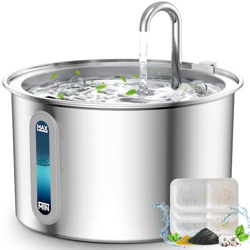 oneisall Katzenbrunnen Edelstahl, 2L Trinkbrunnen für Katze, Super leise Katzen Trinkbrunnen mit Wasserstandsfenster, Wasserbrunnen für Katze, 3 Aktivkohlefilter, Spülmaschinenfest, LED Licht oneisall Katzenbrunnen Edelstahl, 2L Trinkbrunnen für Katze, Super leise Katzen Trinkbrunnen mit Wasserstandsfenster, Wasserbrunnen für Katze, 3 Aktivkohlefilter, Spülmaschinenfest, LED Licht von oneisall