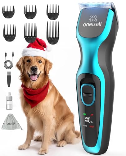 oneisall Leise Hundeschermaschine, Profi Schermaschine Hund Katze, Elektrische Tierhaarschneidemaschine mit 7000RPM Leistungsstarkem Motor, geeignet für lange/dicke/verfilzte lockige Tierhaare von oneisall