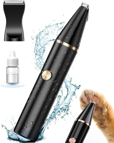 oneisall Pfotentrimmer für Hunde mit 2 Messerkopf, Paw Trim Pro dr Pfoten IPX7 Wasserdicht Hundepfoten Trimmer Leise Schermaschine Hund Katzen für Pfoten, Augen, Ohren, Gesicht, Körpe von oneisall