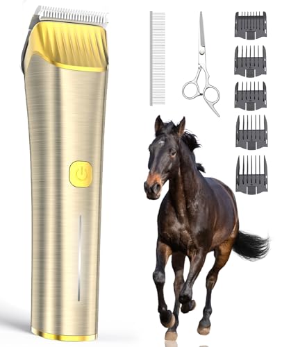 oneisall Schermaschine Pferd Kabelloses Design, Leise Pferdeschermaschine für Dickes und Verfilztes Haar, Pferderasierer Pferdetrimmer mit 7000RPM Leistungsstarkem Motor, geeignet für Dicke Pferdhaare von oneisall