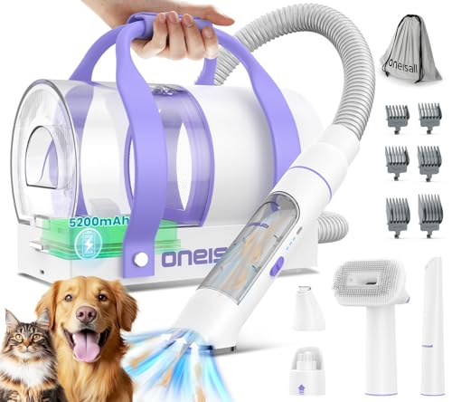 oneisall akku Staubsauger Kabellos Tierhaare, 5200mAh Hundehaarstaubsauger mit Schermaschine, Nagelschleifer, Pfotentrimmer, Hundebürste für Haustiere, Leise Geeignet für innen und außen (Violett) oneisall akku Staubsauger Kabellos Tierhaare, 5200mAh Hundehaarstaubsauger mit Schermaschine, Nagelschleifer, Pfotentrimmer, Hundebürste für Haustiere, Leise Geeignet für innen und außen (Violett) von oneisall