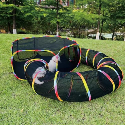 Orjiadian Outdoor Katzengehege, tragbares Catio Outdoor Katzengehege Spielplatz mit Regenbogenzelt, Kreis Katzenlaufstall Tunnel für Kitty und kleine Familienhaustiere drinnen & draußen spielen Orjiadian Outdoor Katzengehege, tragbares Catio Outdoor Katzengehege Spielplatz mit Regenbogenzelt, Kreis Katzenlaufstall Tunnel für Kitty und kleine Familienhaustiere drinnen & draußen spielen von orjiadian
