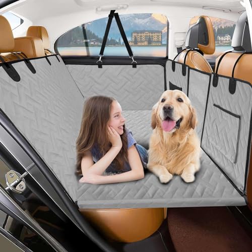 Ormmor Rücksitzverlängerung für Hunde, harte Unterseite, Hunde-Autositzbezug mit Netzfenster, wasserdicht, kratzfeste Hundehängematte für Auto, LKW, SUV, Reisen, Camping, Hundeautositzbezüge (grau) Ormmor Rücksitzverlängerung für Hunde, harte Unterseite, Hunde-Autositzbezug mit Netzfenster, wasserdicht, kratzfeste Hundehängematte für Auto, LKW, SUV, Reisen, Camping, Hundeautositzbezüge (grau) von ormmro