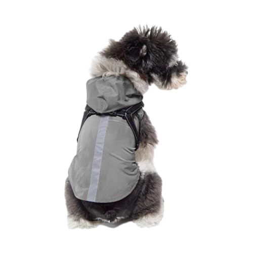 osiuujkw Bleiben Sie trocken und stilvoll. Hunde Regenmantel mit Geschirr Kapuze. wasserdichte Regenjacke für Hunde mit Kapuze aus Polyester. Schöne Geschenke, grau, S von osiuujkw