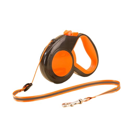 osiuujkw Einziehbare Hundeleine, breite Anwendung und erhöhte Sicherheit mit reflektierendem Nylonband, ergonomische einziehbare Hundeleine, Orange 3cm von osiuujkw