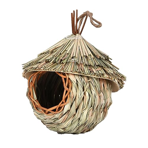 osiuujkw Exquisite Handwerkskunst: Kolibri für den Außenbereich, handgefertigt aus natürlichem Heu. Heu ist eine hängende Nesttasche aus Naturfaser von osiuujkw