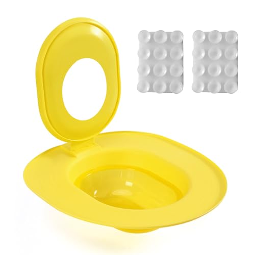 osiuujkw Katzentoilettentraining, wiederverwendbarer Toiletten Tritteimer, Abnehmbarer Deckel mit starkem PP Material für Badezimmer, Katzenhaus, Gelb von osiuujkw