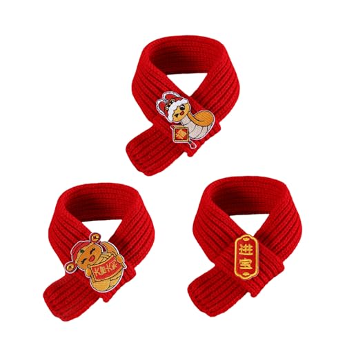 our fave 3 x Haustier-Schal für Hunde und Katzen, chinesisches Schlangenjahr, Festival, warmes Strickhalsband, Schal für kaltes Wetter von our fave
