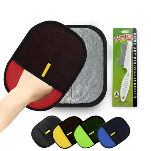 owiter Tierhaarentferner-Handschuh, Fellpflege-Handschuhe für Hunde und Katzen, wiederverwendbarer Katzen- und Hundehaarentferner für Couch, Möbel, Rot, 2 Stück von owiter
