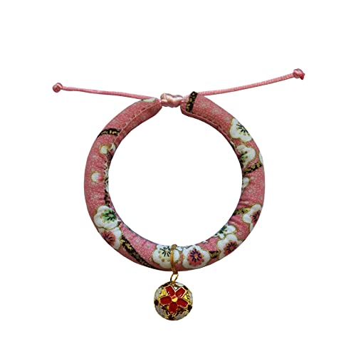 Haustier-Halsband im japanischen Stil, bedruckt mit Blumen, niedliches Kätzchen, Zubehör für Hunde und Katzen (13, L) von oytto