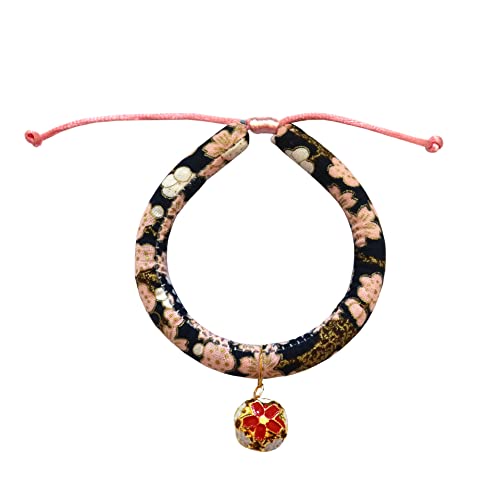 Haustier-Halsband im japanischen Stil, bedruckt mit Blumen, niedliches Kätzchen, Zubehör für Hunde und Katzen (3, S) von oytto