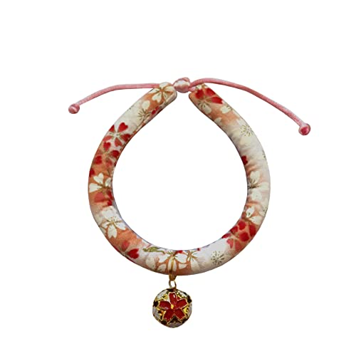 Haustier-Halsband im japanischen Stil, bedruckt mit Blumen, niedliches Kätzchen, Zubehör für Hunde und Katzen (4, L) von oytto