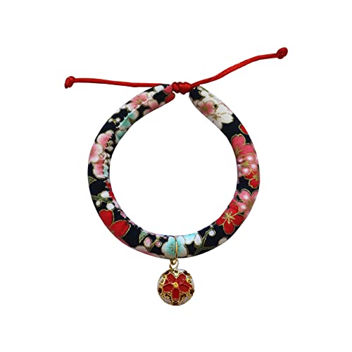 Haustier-Halsband im japanischen Stil, bedruckt mit Blumen, niedliches Kätzchen, Zubehör für Hunde und Katzen (5, S) von oytto