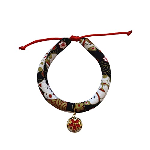 Haustier-Halsband im japanischen Stil, bedruckt mit Blumen, niedliches Kätzchen, Zubehör für Hunde und Katzen (7,L) von oytto
