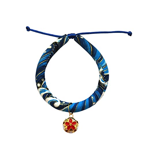 Haustier-Halsband im japanischen Stil, bedruckt mit Blumen, niedliches Kätzchen, Zubehör für Hunde und Katzen (8,L) von oytto