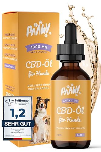 CBD Öl speziell für Hunde I 1.000mg reines CBD I Vollspektrum I CBD Öl Hunde I Hanföl I Hanfsamenöl I Cannabis-Öl von paawy