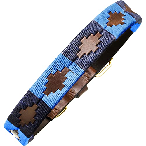 pampeano Azules Polo Hundehalsband | 2,5 cm Breite |Handgefertigt von Meistern | Premium argentinischen braunen Leder | Geschenk-Box-Halsbänder für große und kleine Hunde von pampeano