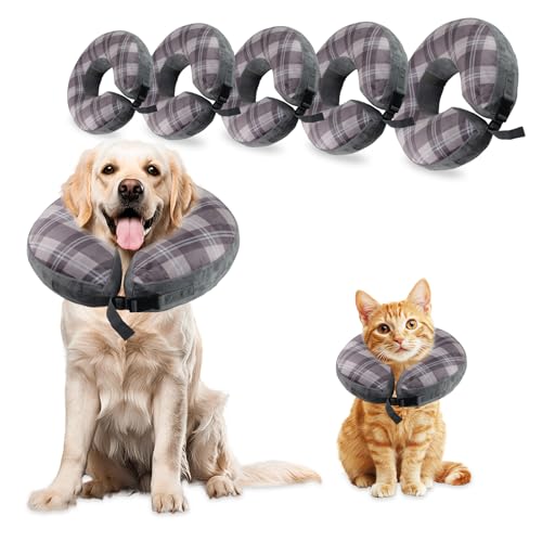 panemy Aufblasbare Halskrause Hund & Halskrause Katze, Halskrause Hund mit Verstellbarem Klettverschluss, Hunde Halskrause für Operationen oder Wundheilung, Anti-Beißen, Anti-Lecken (Grau B, XS) von panemy