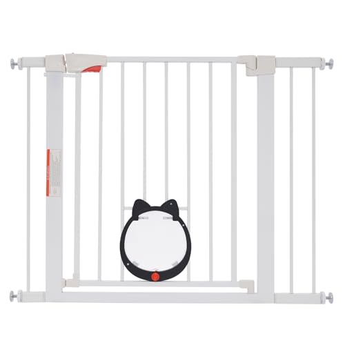 Hundeschutzgitter Haustiertür Dog Playpen Hundelaufstall Welpenauslauf Hundeauslauf für innen inklusive Erweiterungsteilen 75-103 cm Breite 76 cm Höhe einfache Installation ohne Bohren (Weiß) von panfudongk