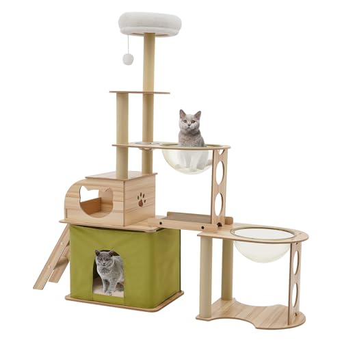 Katzenkratzbaum Katzenbaum Cat Tree Kratzbaum Kratzbäume für Katzen mit 5 Ebenen und Acrylkapseln Kratzbaum für Katzen Möbel Katzen-Spielzeug Freistehend Holzfarbe Grün Katzenkratzbaum Katzenbaum Cat Tree Kratzbaum Kratzbäume für Katzen mit 5 Ebenen und Acrylkapseln Kratzbaum für Katzen Möbel Katzen-Spielzeug Freistehend Holzfarbe Grün von panfudongk
