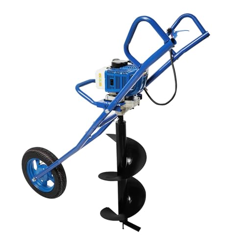 panfudongk Erdbohrer Handbohrer Bohrmaschine Bodenbohrer Pfahlbohrer Motorbohrer Bohrgerät ideal für Gartenpflanzung Pfosteninstallation mit Motorleistung 1,46 kW Hubraum 52 CCM (Blau) von panfudongk