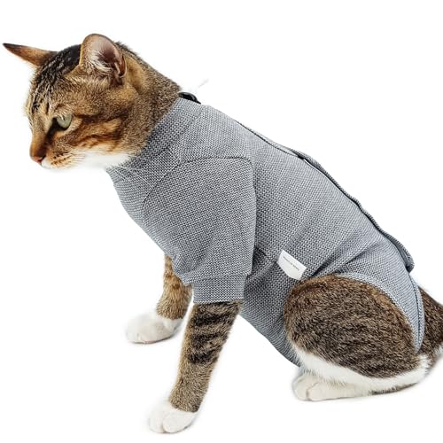 pangdi Katzen-Genesungsanzug, Katzen-Einteiler für Katzen nach Operationen, weiblich, Neuter-Anzug für männliche Katzen, Vorderbein-Ärmel-Design, Grau, Größe M pangdi Katzen-Genesungsanzug, Katzen-Einteiler für Katzen nach Operationen, weiblich, Neuter-Anzug für männliche Katzen, Vorderbein-Ärmel-Design, Grau, Größe M von pangdi