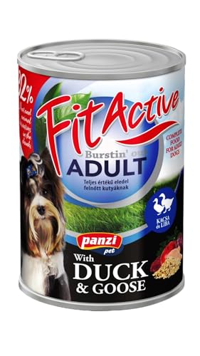 Panzi Pet - Fit Active Duck & Goose - Hundefutter - Nassfutter Hund - Dosenfutter Hund - Ente & Gans Geschmack - 5 x 1240g von panzi pet Fit Active Burstin' out