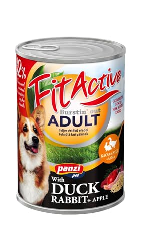 Panzi Pet - Fit Active Duck & Rabbit - Hundefutter - Nassfutter Hund - Dosenfutter Hund - Ente & Kaninchen Geschmack - 10 x 415g von panzi pet Fit Active Burstin' out