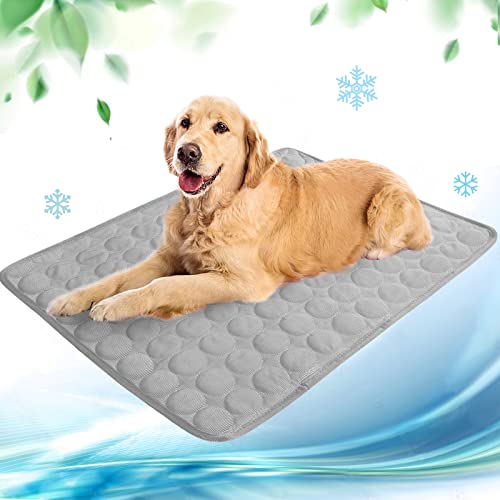 Kühlmatte für Hunde Pet Dog Cooling Mat Selbst Kühlende Hundematte Hunde Kühl Hundedecke Hundematte Sommer wasserdichte rutschfeste hundematte für Zuhause Unterwegs oder im Auto(grau,100x70cm) von papasgix