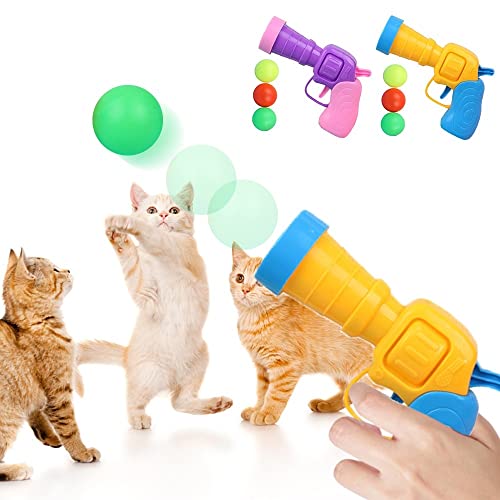 papasgix Cat Fetch Toy Bunte Fliegende Propeller Disc Katzenspielzeug Chasing Untertasse mit 1 Launchers und 5 Propellers Zufällige Farbe für Interactive Training Jagen Schlagen von papasgix