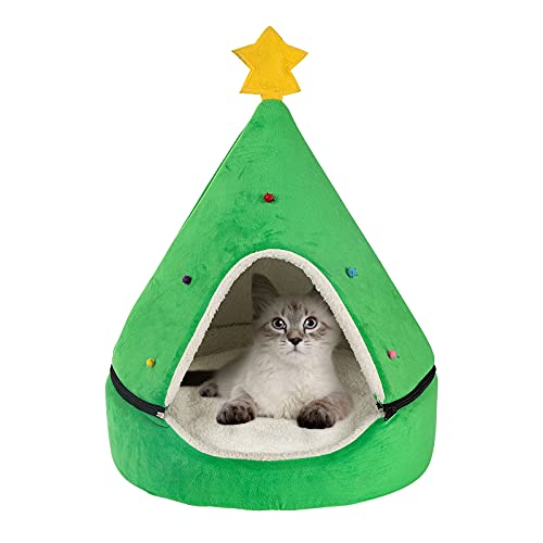 papasgix Katzenbett Weihnachten Katzenhöhle Hundebetten Weich Plüsch Katzenschlafplatz Waschbar Katzenkorb Hundesofa Katzensofa Haustierbett von papasgix