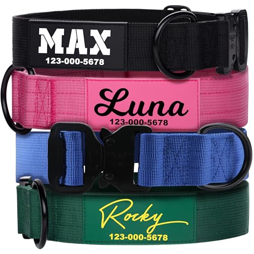 Pawblefy Personalisiertes Hundehalsband: Strapazierfähige, taktische Hunde-Dollar mit Namen und Telefonnummer, Hundehalsbänder für mittelgroße Hunde, große Hunde, starkes und dickes Pawblefy Personalisiertes Hundehalsband: Strapazierfähige, taktische Hunde-Dollar mit Namen und Telefonnummer, Hundehalsbänder für mittelgroße Hunde, große Hunde, starkes und dickes von pawblefy