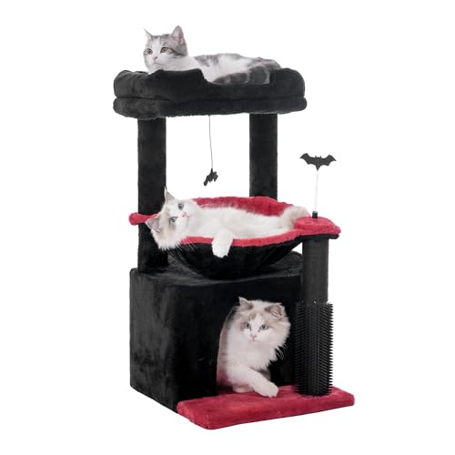 Pawfessor Gothic-Katzenbaum, 81,3 cm, kleiner Kratzbaum für große Katzen, mit Kratzbaum, große Hängematte und Selbstpflege, abnehmbare Sitzstange und breite Höhle für den Innenbereich, Gothic-Stil Pawfessor Gothic-Katzenbaum, 81,3 cm, kleiner Kratzbaum für große Katzen, mit Kratzbaum, große Hängematte und Selbstpflege, abnehmbare Sitzstange und breite Höhle für den Innenbereich, Gothic-Stil von pawfessor