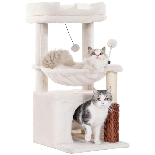 Pawfessor Kratzbaum, 81,3 cm, kleiner Kratzbaum für große Katzen, mit Kratzbaum, 40 cm, große Hängematte und Selbstpflege, abnehmbare Sitzstange und breite Höhle für Indoor-Katzen, Beige Pawfessor Kratzbaum, 81,3 cm, kleiner Kratzbaum für große Katzen, mit Kratzbaum, 40 cm, große Hängematte und Selbstpflege, abnehmbare Sitzstange und breite Höhle für Indoor-Katzen, Beige von pawfessor