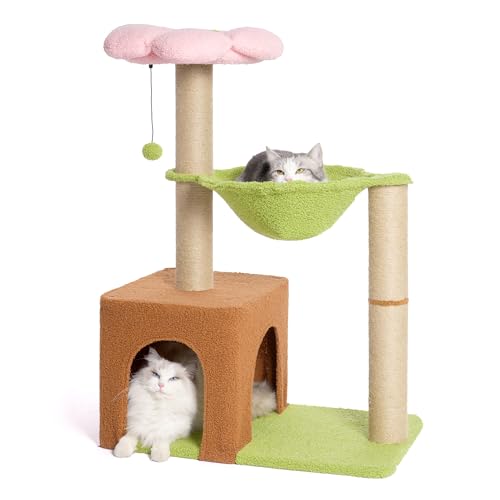 Pawfessor Kratzbaum mit Blumenmotiv, 91,4 cm hoch, Katzenkratzbaum mit großem Metallrahmen, Katzen-Hängematte Durchmesser 39,9 cm und Blumenbett, geräumiges Katzenhaus für Indoor-Katzen, Rosa Pawfessor Kratzbaum mit Blumenmotiv, 91,4 cm hoch, Katzenkratzbaum mit großem Metallrahmen, Katzen-Hängematte Durchmesser 39,9 cm und Blumenbett, geräumiges Katzenhaus für Indoor-Katzen, Rosa von pawfessor