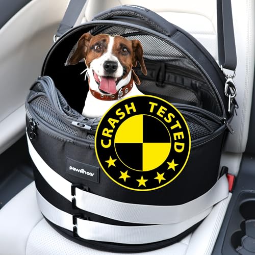 Crash-Tested Hundeautositze für kleine Hunde unter 11,3 kg | 3-in-1 Autositz für kleine Hunde, geschlossenes Katzenbett, tragbare Haustier-Tragetasche, 5-Sterne-Sicherheitsbewertung von pawsincar