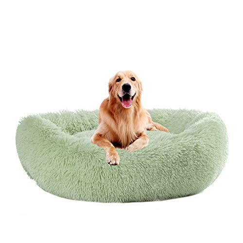 pawstrip Flauschiges Hundebett, rund, Plüsch, waschbar, Haustierbett, selbstwärmend, Donut, beruhigend, für kleine, mittelgroße und große Hunde und Katzen (hellgrün) von pawstrip