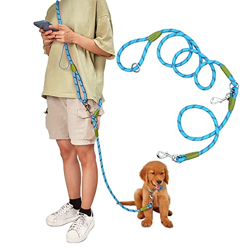 pawstrip Hundeleine für die Hände frei, Taille und Crossbody-Seil mit Retrieverleine, langlebig, für 2 Hunde, Nylon, reflektierend, strapazierfähig, für große Hunde, Blau von pawstrip