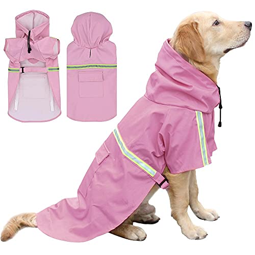 pawstrip Hunde-Regenmantel für Haustiere, wasserdicht, winddicht, mit Kapuze, reflektierend, verstellbar, für kleine und mittelgroße Hunde, Rosa von pawstrip