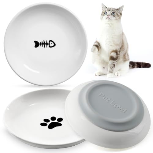 pawstrip Katzenfutternapf aus Keramik, flach, Katzenfutter, Schnurrhaar, Müdigkeit, Kätzchen, flache Katzenteller für Nassfutter, breiter Futternapf für Innenkatzen, Hunde, rutschfeste pawstrip Katzenfutternapf aus Keramik, flach, Katzenfutter, Schnurrhaar, Müdigkeit, Kätzchen, flache Katzenteller für Nassfutter, breiter Futternapf für Innenkatzen, Hunde, rutschfeste von pawstrip