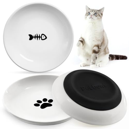 pawstrip Katzenfutternapf aus Keramik, flach, Katzenfutter, Schnurrhaar, Müdigkeit, Kätzchen, flache Katzenteller für Nassfutter, breiter Futternapf für Innenkatzen, Hunde, rutschfeste pawstrip Katzenfutternapf aus Keramik, flach, Katzenfutter, Schnurrhaar, Müdigkeit, Kätzchen, flache Katzenteller für Nassfutter, breiter Futternapf für Innenkatzen, Hunde, rutschfeste von pawstrip